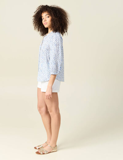 Chemise à manches longues bleu femme