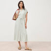 Robe longue &eacute;vas&eacute;e ceintur&eacute;e vert olive femme