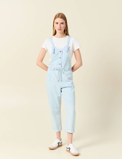 Salopette en denim denim bleach femme