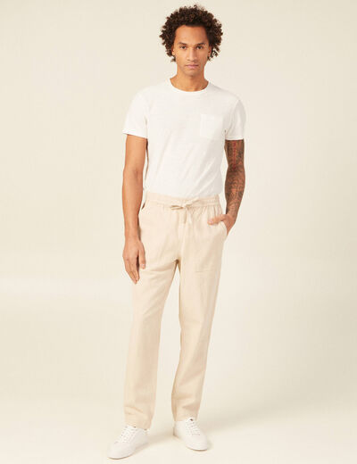 Pantalon chino à coulisse beige homme