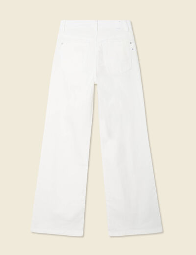 Jeans large taille haute denim blanc femme
