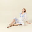 Blouse manches 3/4 brodée ecru femme