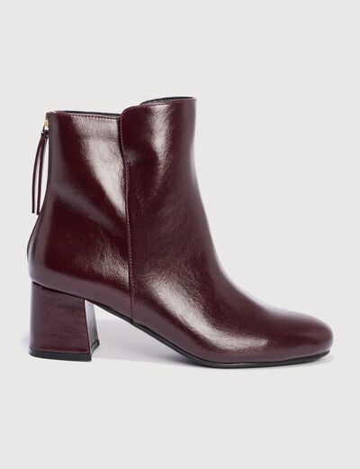 Bottines &agrave; talon prune femme