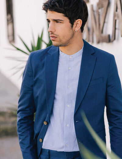 Veste blazer cintré bleu foncé homme