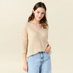 Pull col en V éco-responsable creme femme