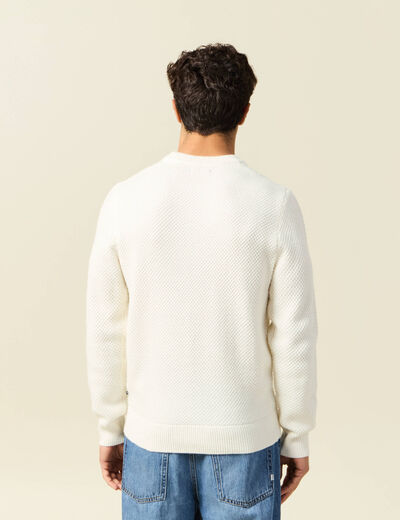 Pull col rond ecru homme