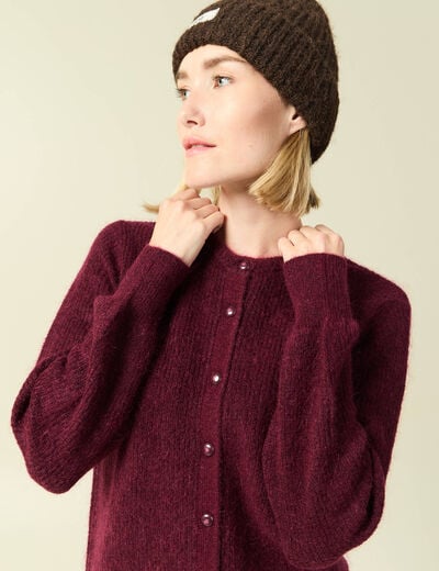 Gilet manches longues bordeaux femme