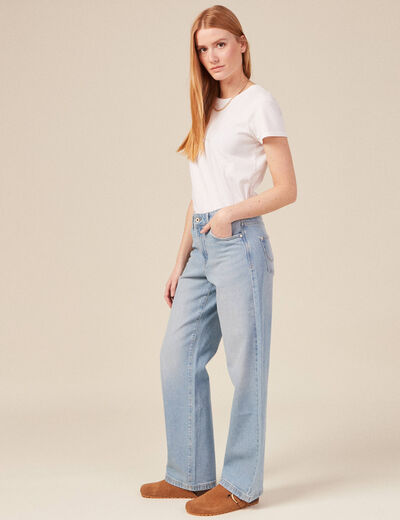 Jeans wide leg denim bleach femme