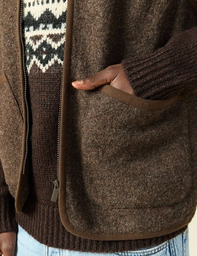Gilet droit court sans manches marron fonc&eacute; homme