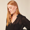 Blouse manches longues plissée noir femme