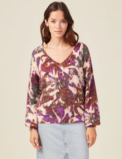 Pull manches longues violet femme