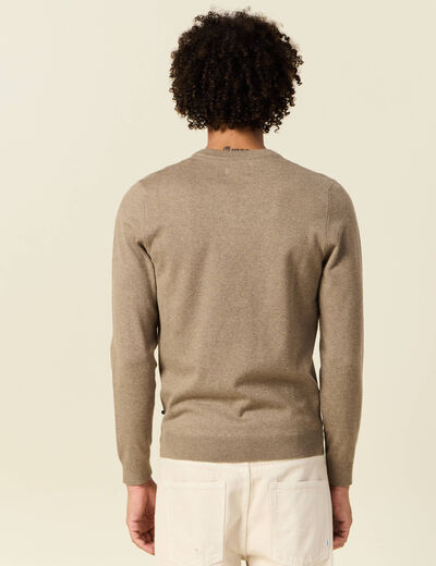Pull manches longues taupe homme