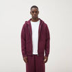 Sweat ample &agrave; capuche manches longues prune homme