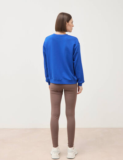 Sweat droit manches longues bleu electrique femme