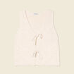 Débardeur tricot noué creme femme