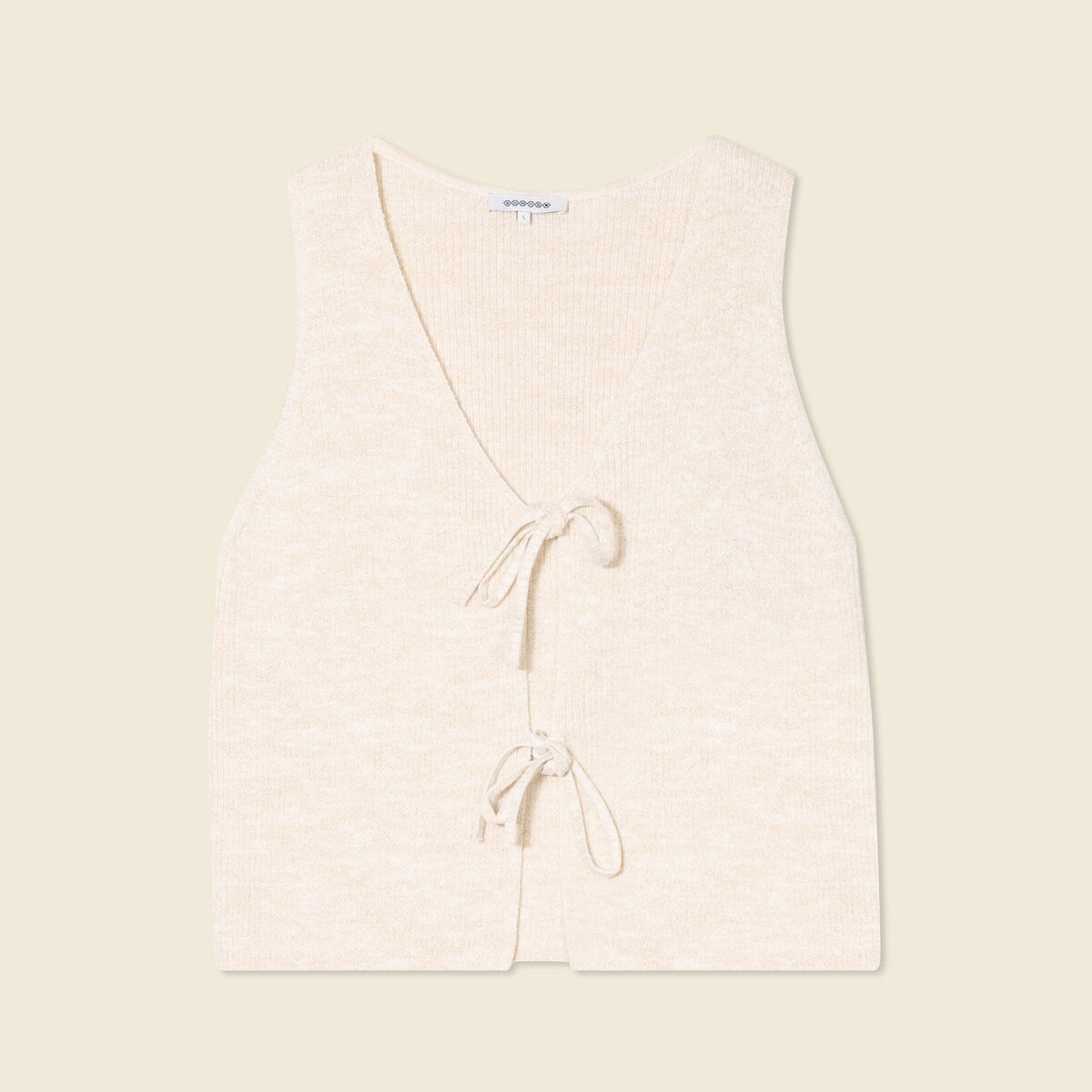 Débardeur tricot noué creme femme