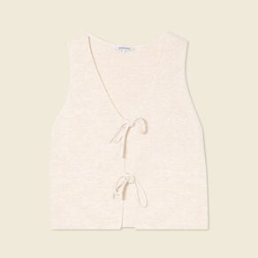 debardeur tricot noue creme femme Débardeur tricot noué creme femme