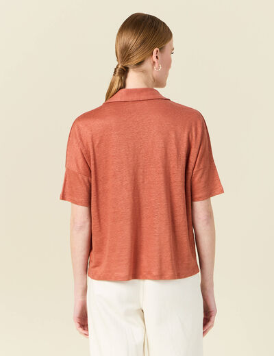 Chemise manches courtes orange femme