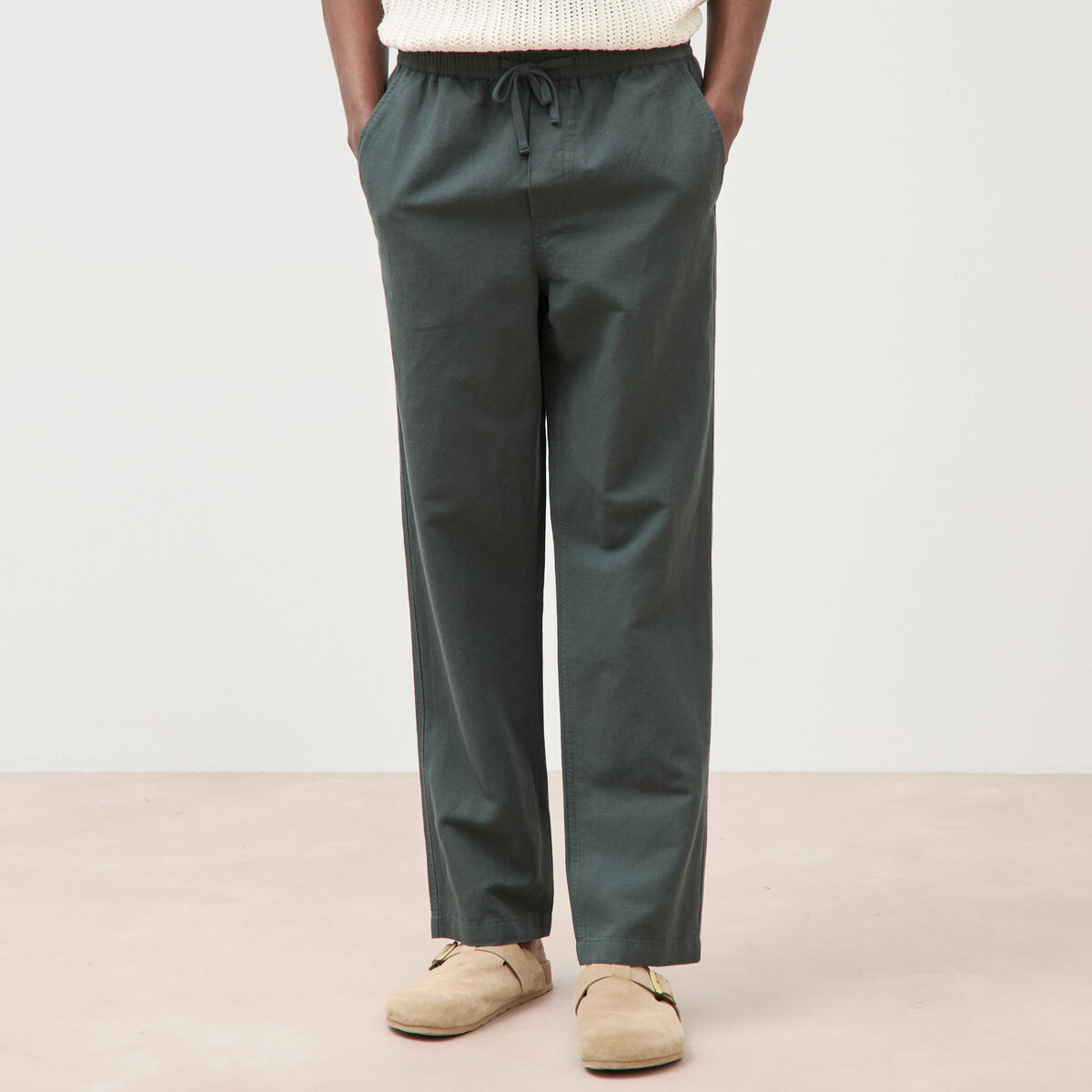 Pantalon coupe straight vert kaki homme
