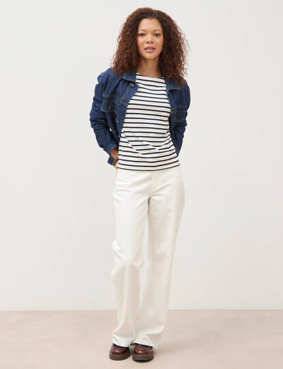 Marini&egrave;re manches longues broderie ecru femme