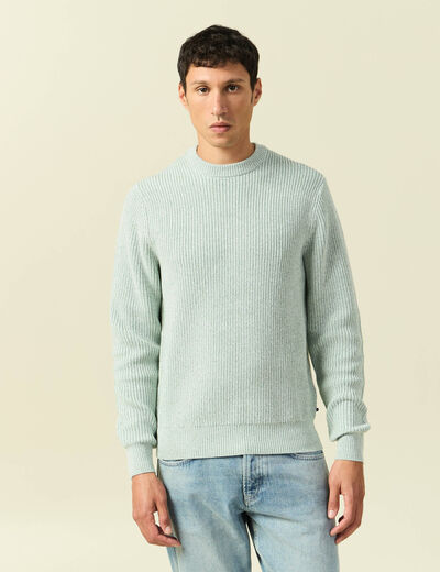 Pull manches longues vert pastel homme