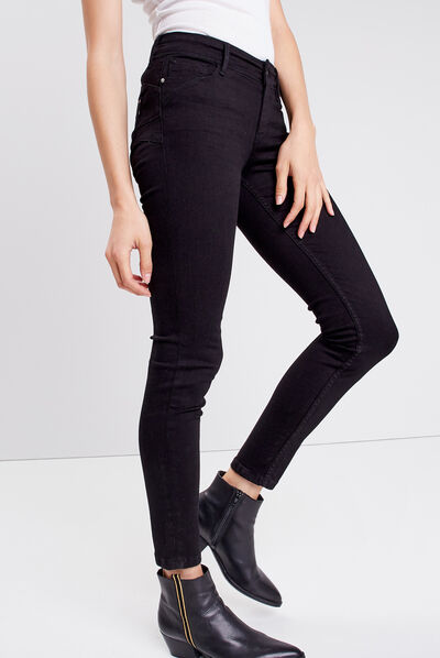 Jeans slim push up 7/8ème denim noir femme