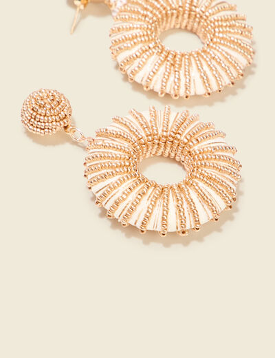 Boucles d'oreilles pendantes ecru femme