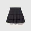 Mini-jupe fluide en coton doubl&eacute;e noir femme