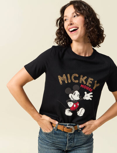 T-shirt en coton noir femme