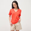 T-shirt manches courtes orange fonc&eacute; femme
