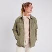Veste droite matelass&eacute;e col chemise vert kaki femme