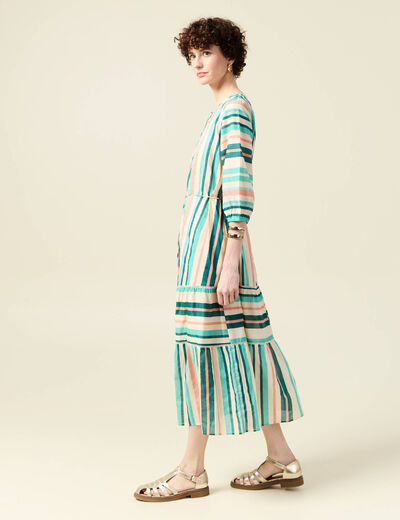 Robe longue évasée noeuds blanc femme