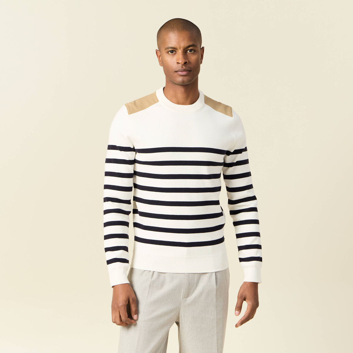 Pull manches longues ecru homme