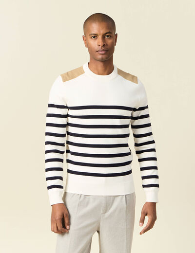 Pull manches longues ecru homme
