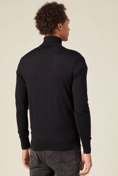 Pull 100% laine mérinos noir homme