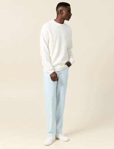 Jeans relax 5 poches denim bleach homme