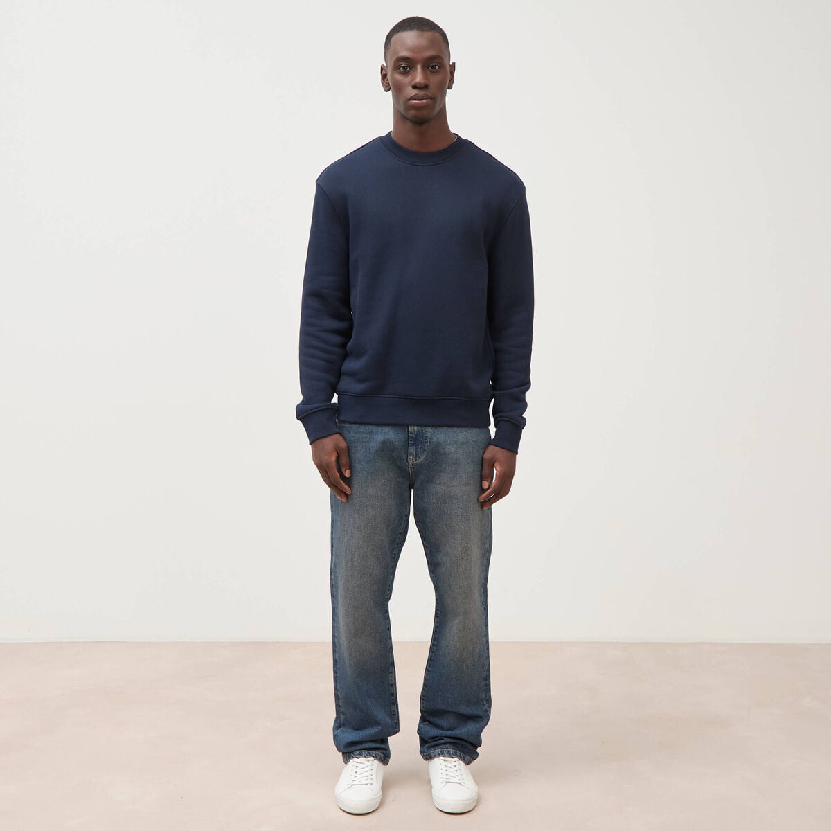 Sweat manches longues bleu marine homme
