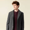 Manteau droit mi-long col montant gris fonc&eacute; homme