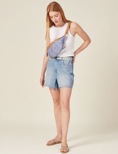 Short straight en jean denim used femme