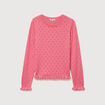 Pull droit col rond manches longues vieux rose femme