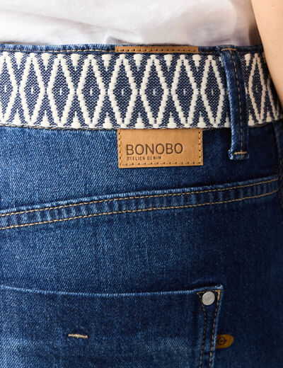 Jeans boyfriend ceinturé denim brut femme