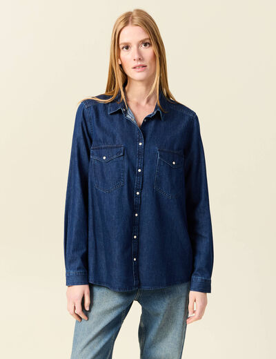 Chemise en jeans manches longues denim stone femme