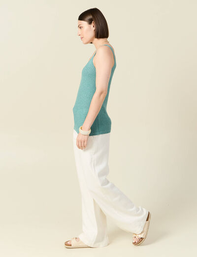 Pull débardeur bretelles vert foncé femme
