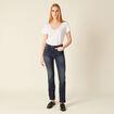 Jeans regular taille haute denim brut femme