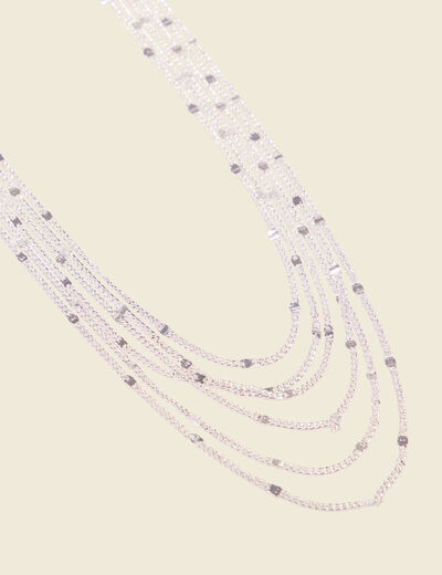 Collier multichaînes couleur argent femme