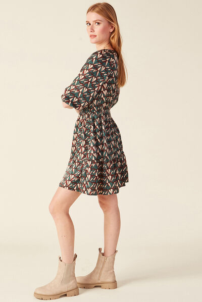 Robe évasée satinée noir femme