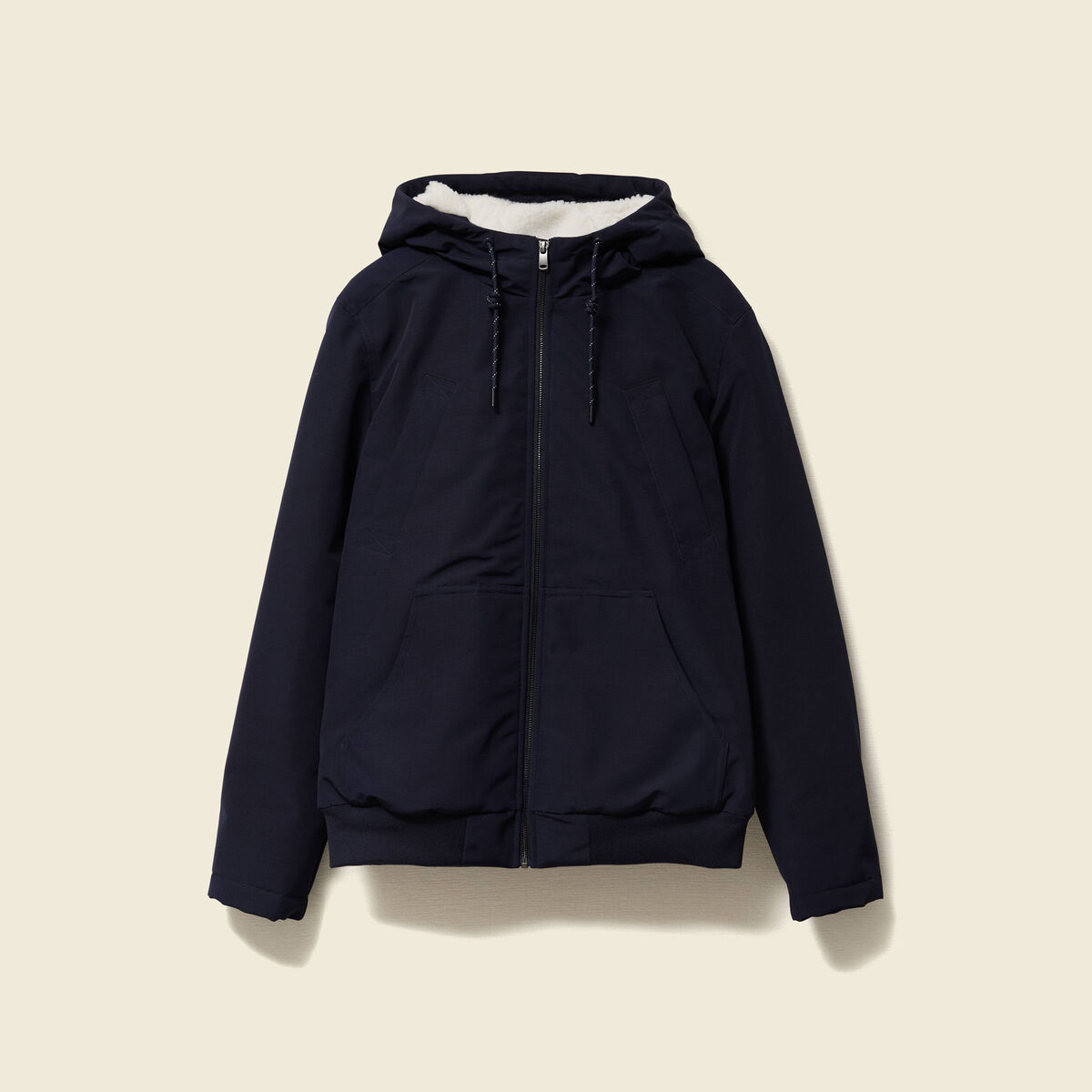 Parka courte &agrave; capuche bleu fonc&eacute; homme