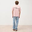 T-shirt droit en coton col ras du cou rose pastel homme