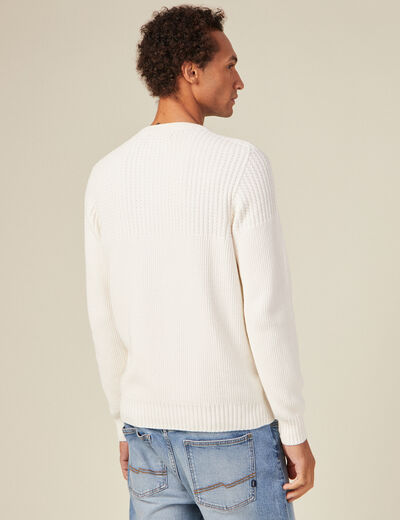 Pull manches longues fabriqué en France ecru homme