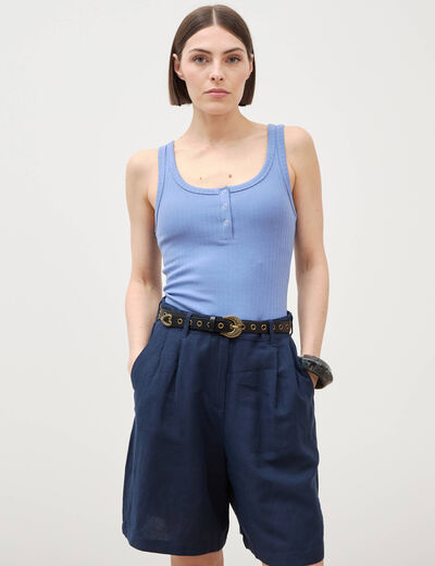 D&eacute;bardeur sans manches bleu lavande femme